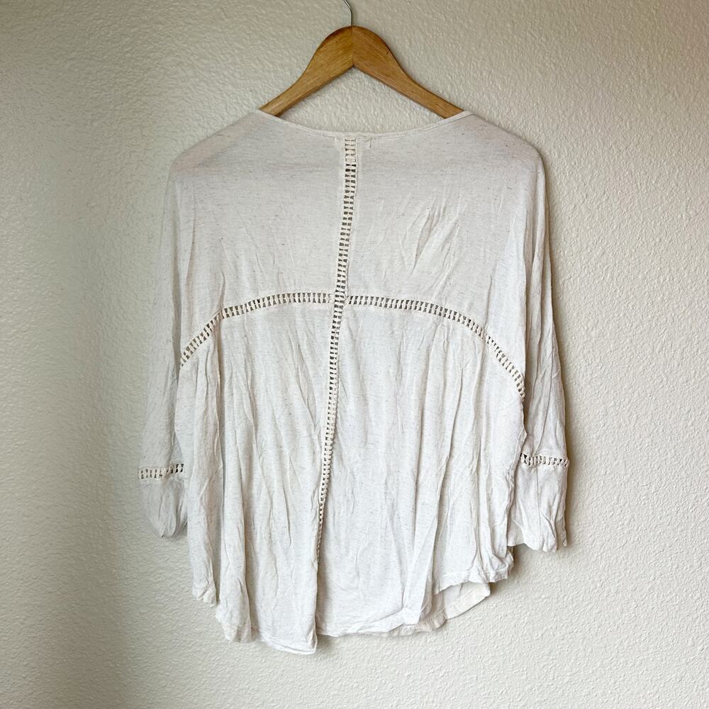 Anthropologie Meadow Rue Embroidered Boho Tunic Top Ivory Size Medium - Picture 7 of 9